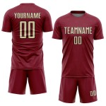 Shape Sublimation Geometric Custom Soccer Sports Uniform Cream-Black Jersey Crimson Shape Sublimation Geometric Custom Soccer Sports Uniform Cream-Black Jersey Crimson