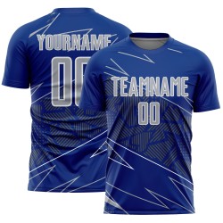 Soccer Uniform Lines Sublimation Sports Gray-White Custom Jersey Royal