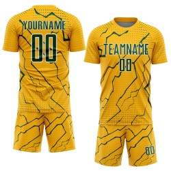 Custom Sublimation Green-White Sports Soccer Gold Lightning Uniform Jersey