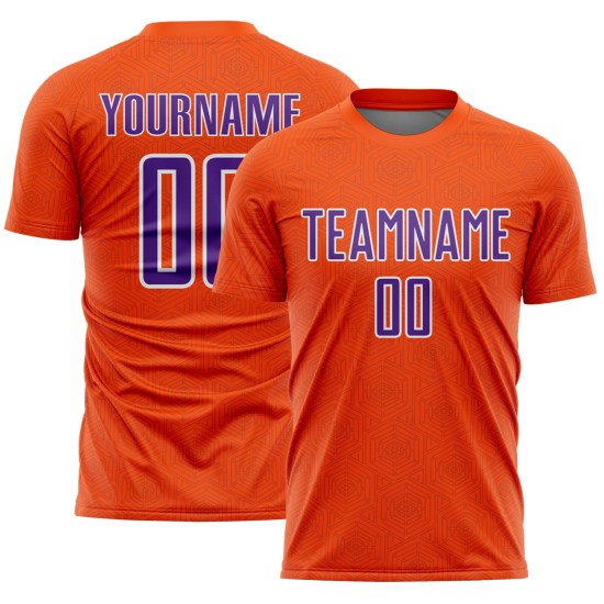 Shape Custom Sports Jersey Purple-White Orange Soccer Uniform Geometric Sublimation Shape Custom Sports Jersey Purple-White Orange Soccer Uniform Geometric Sublimation