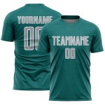 Sublimation Gray-White Geometric Uniform Jersey Custom Shape Soccer Sports Teal Sublimation Gray-White Geometric Uniform Jersey Custom Shape Soccer Sports Teal